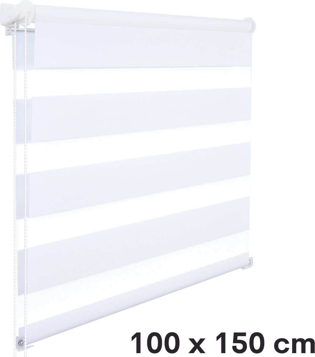 Kamyra® Rolgordijn met Ketting – Rolgordijnen – Lichtdoorlatend & 100% Verduisterend – Wit – 100x150cm