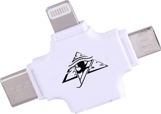 JOVAHO - 4 in 1 omzetter en lezer - Foto/video/Muziek enz - Iphone naar USB - Samsung naar USB - OTG/adapter/converter/omzetter - Iphone/Samsung/Android/Windows - Telefoon/Tablet/Laptop - WIT - USB C/Micro USB/Lightning/USB 3.0 - LEVENSLANGE GARANTIE