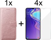 Samsung A10 Hoesje - Samsung Galaxy A10 hoesje bookcase rose goud wallet case portemonnee hoes cover hoesjes - 4x Samsung A10 screenprotector