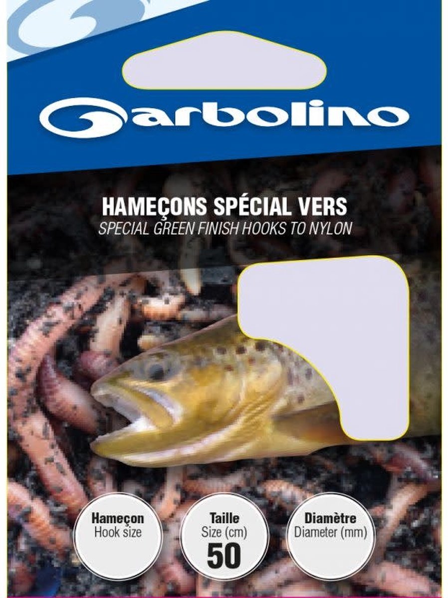 Garbolino Onderlijn Special Worm 50cm (10 pcs) - Maat : Haak 10 - 0.16mm