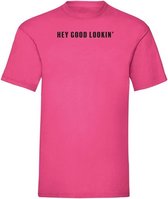 T-shirt Hey good looking black - Hard pink (XS)