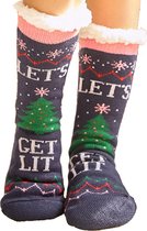 Huissokken Dames en Heren - Let's Get Lit - Anti Slip Sokken - One Size - Dikke - Winter - Fleece - Fluffy - Verwarmde - Slofsokken - Bedsokken - Gevoerde Sokken - Cadeau voor hem