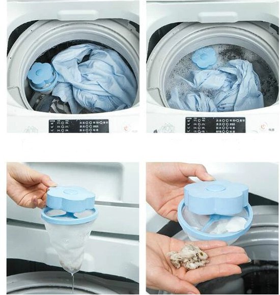 Wasmachine filter - Haar Vanger - Drijvend Vangnet - Wasmachine Reiniger - Wasmachine vuilreiniger - Herbruikbaar - Schoonmaakmiddel - Vuil verwijderen - Wasmachine reiniger - Schoonmaakmiddel - Wasmachine reiniger - blauw - Merkloos