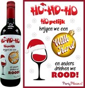 Wijnetiket Kerst - Wijnlabel Kerstcadeau voor volwassenen - Wijn cadeau kado - Wijncadeau - Ho Ho Hopelijk krijgen we een Witte Kerst en anders drinken we Rood