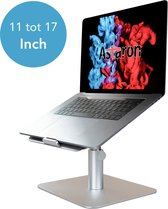 Astaron Laptop Standaard - Ergonomische Laptop Standaard - Verstelbaar - Laptophouder - Kantelbaar - 10 tot 17 inch - Zilver - Laptop verhoger - Aluminium - Minimale schermafmeting: 11