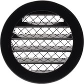 Aluminium ventilatierooster zwart met schoepen Ø100mm