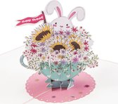 Hartensteler - 3D Pop-Up Wenskaart - Verjaardagskonijn Kaart - Birthday Bunny Pop-Up Card