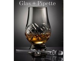 Exclusieve Glencairn set! Whiskyglas Serie CUT plus pipette - Kristal - Handgemaakt in Schotland.  Geschenkverpakking + Glencairn Pipette! Image