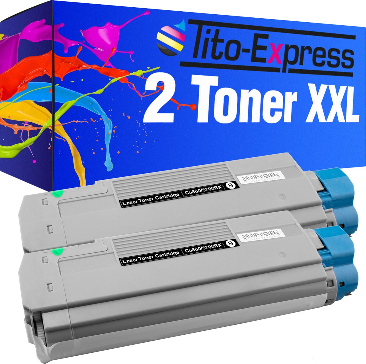 PlatinumSerie® 2 x toner XXL black alternatief voor Oki C5600