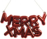 Decoris Kersthanger tekst merry X-mas  - 19,5 cm - Rood - Kerstdecoratie - Kersthanger Kerstboom