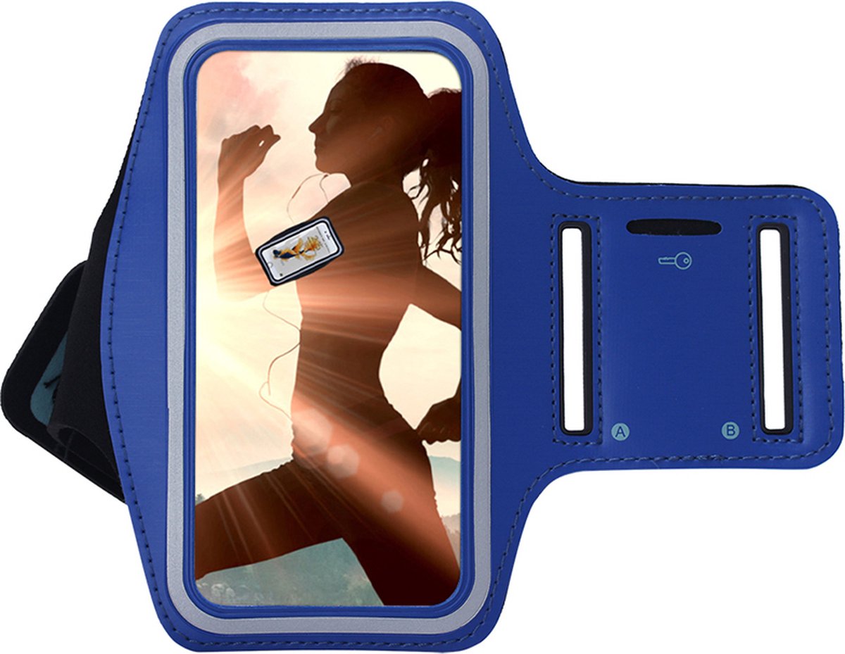 Hoesje Geschikt voor Xiaomi Redmi Note 10s - Sportband Hoesje - Sport Armband Case Hardloopband Blauw
