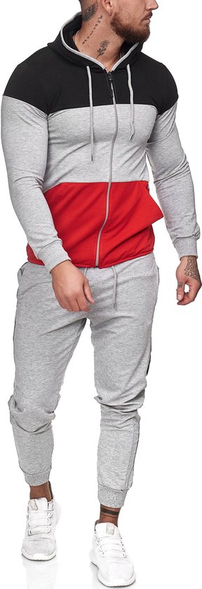 Amropi Joggingsportkleding voor heren, Grijs, 4XL