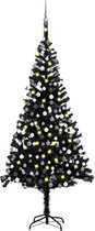 Huis en Tuin Depot Kunstkerstboom Met Led'S En Kerstballen 240 Cm Pvc Zwart