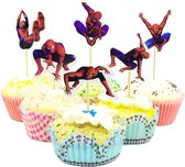 Spiderman Cupcake prikkers - cocktailprikkers - SPIDERMAN - Cupcake versiering - 24 Stuks
