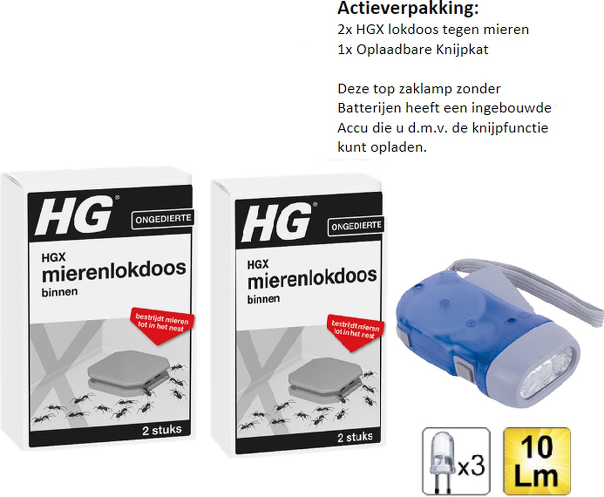 HGX mierenlokdoos binnen - 2 stuks + Knijpkat/Zaklamp