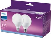 Philips LED Globe E27 - 14.5W (100W) - Daglicht - Niet Dimbaar - 2 stuks