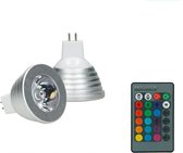 LED RGB Spot MR16 3W dimbaar met IR-afstandsbediening 24 toetsen