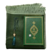 Geschenkset Groen met Velure Gebedskleed, Kristal tasbih en Nederlands Vertaald Koran