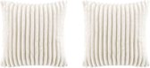 Ribstof Sierkussen 40 x 40 cm Minerve Wit - 2 Stuks