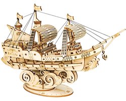 Bouwpakket Volwassenen - 3D Galjoen - Houten Zeilschip - 118 Onderdelen - Luxe Modelbouw - Montage Speelgoed - DIY Puzzel - Boten