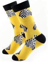 Grappige Zebra print sokken (geel zwart) - maat 41-46