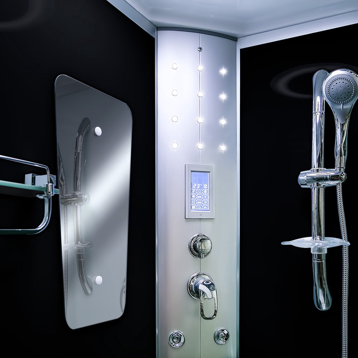 Complete Gesloten Douchecabine 120X80X215 Fiona LINKS. THERMOSTAATKRAAN