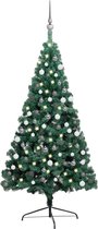 Huis en Tuin Depot Kunstkerstboom Met Led'S En Kerstballen Half 210 Cm Groen