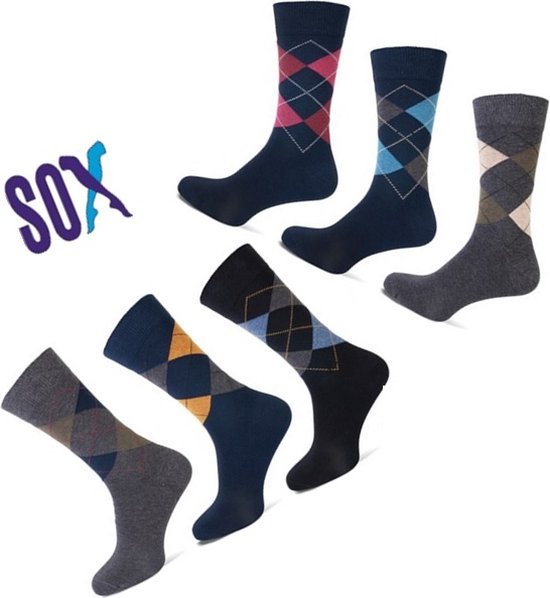 CRAZY SOX 6 PACK Sokken Multipack RUIT mode 2 40/46 Naadloos Unisex in katoen