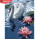 Diamond Painting - Zwaan - Lotus - 40x50cm - Winter - Cadeau - Hobby - Vierkante Steentjes - Full Painting