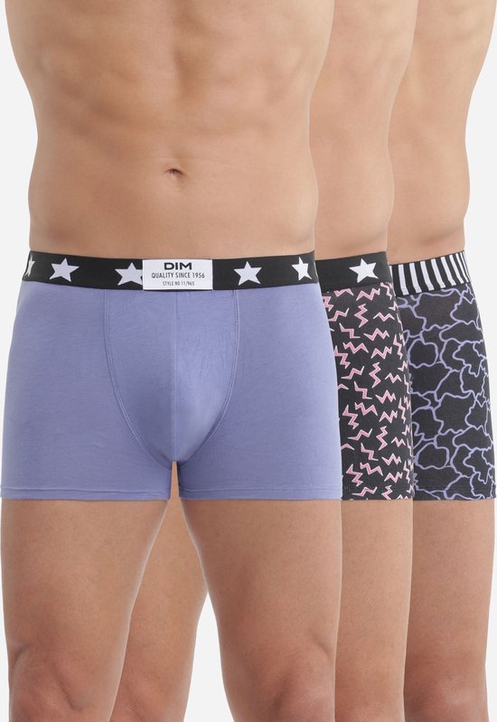 Boxershort DIM VIBES pour Homme - Sous-vêtements- Boxer- 3 pièces -Taille XL - Blauw/ Violet / Zwart