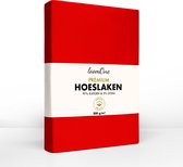 Loom One Premium Hoeslaken – 97% Jersey Katoen / 3% Lycra – 180x220 cm – tot 40cm matrasdikte– 200 g/m² – voor Boxspring-Waterbed - Rood