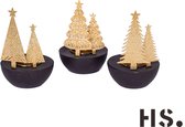 Home Society - Set/3 -  T-Light Holder - Aurland - Waxinehouders - Kerstbomen - 13cm