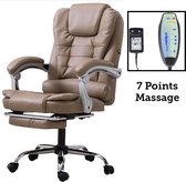 Massage Bureaustoel Deluxe - 7 Punts Massagefunctie - Gamestoel - Gamingstoel - Massagestoel - Kunstleer - Voetensteun - Kantoorstoel -Beige
