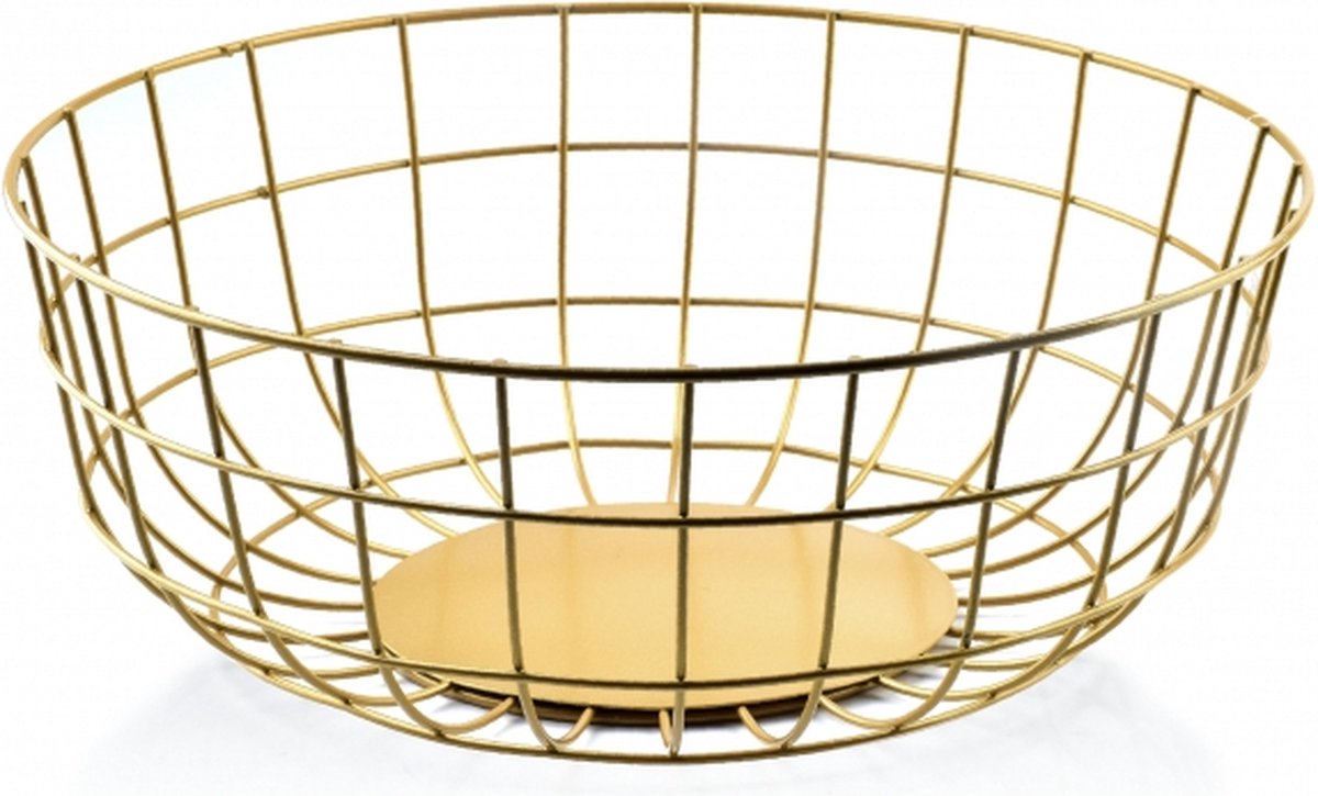 Lucy's Living Luxe Fruitschaal Basket Goud - ø39 x H14.5 cm - fruitmand - metaal - zilver - grijs - schaal - decoratie
