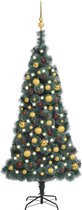 Huis en Tuin Depot Kunstkerstboom Met Led'S En Kerstballen 150 Cm Pvc En Pe Groen