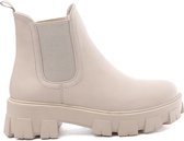 SmileFavorites® Chelsea boots met Hak - Imitatieleer - Beige - Maat 37