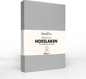 Loom One Premium Hoeslaken – 97% Jersey Katoen / 3% Lycra – 180x220 cm – tot 40cm matrasdikte– 200 g/m² – voor Boxspring-Waterbed - Grijs