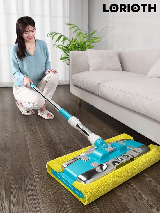 Qaestfy Dweil met 152 cm lange steel voor het reinigen van plinten, plafond, douche, tegels, ramen, vloer, keuken, met 6 herbruikbare pads