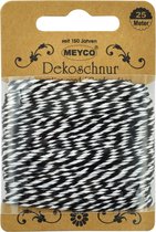 Meyco Decoratie Touw Zwart-Wit Ø2mm x 25m - ø 2mm | Bakkerstouw | Katoenkoord