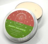 Kerstcadeau - 2 x FRAGRANTLY - Geurkaarsen - Kerst - Happy Holidays - LIMITED EDITION - Bosvruchten & Peppermint - brandtijd totaal 36 uur - natuurlijke koolzaadwas