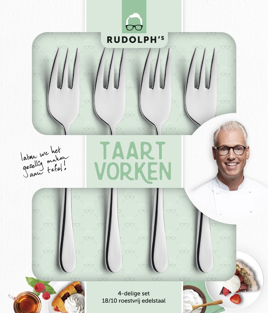 Rudolph's bestek - 4 taartvorkjes - Rudolph van Veen -