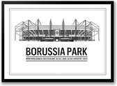 Borussia Park Poster | Muurdecoratie stadion van Borussia Münchengladbach zwart-wit Poster | 30 x 21 Zentimeter