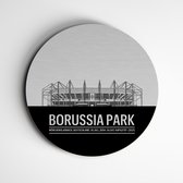 Borussia-Park Muurcirkel Premium - Borussia Münchengladbach Voetbalstadion Muurdecoratie - Zwart Wit - dibond butler finish 60cm