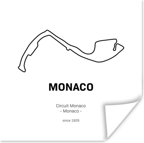 Poster F1 - Monaco - Circuit - 100x100 cm XXL - Cadeau voor man