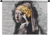 Wandkleed - Wanddoek - Meisje met de parel - Vermeer - Collage - 120x90 cm - Wandtapijt