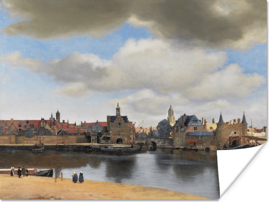 Poster Gezicht op Delft - Schilderij van Johannes Vermeer - 40x30 cm