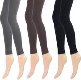 3 stuks Dames Thermo Legging - Antraciet-Bruin-Zwart - Maat S/M