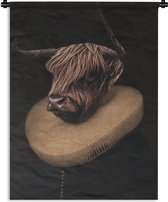 Wandkleed - Wanddoek - Schotse hooglander - Schilderij - Oude meesters - 90x120 cm - Wandtapijt