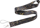 DW4Trading Sleutelkoord Zwart Goud - Sleutelhanger - Keycord - Lanyard - Lengte 49 cm