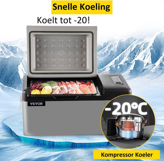 Vevor - Mini Koelkast Vriezer - Auto Koelbox - Tot -20°C - 35L - 69 x 34,5  x 38cm | bol.com